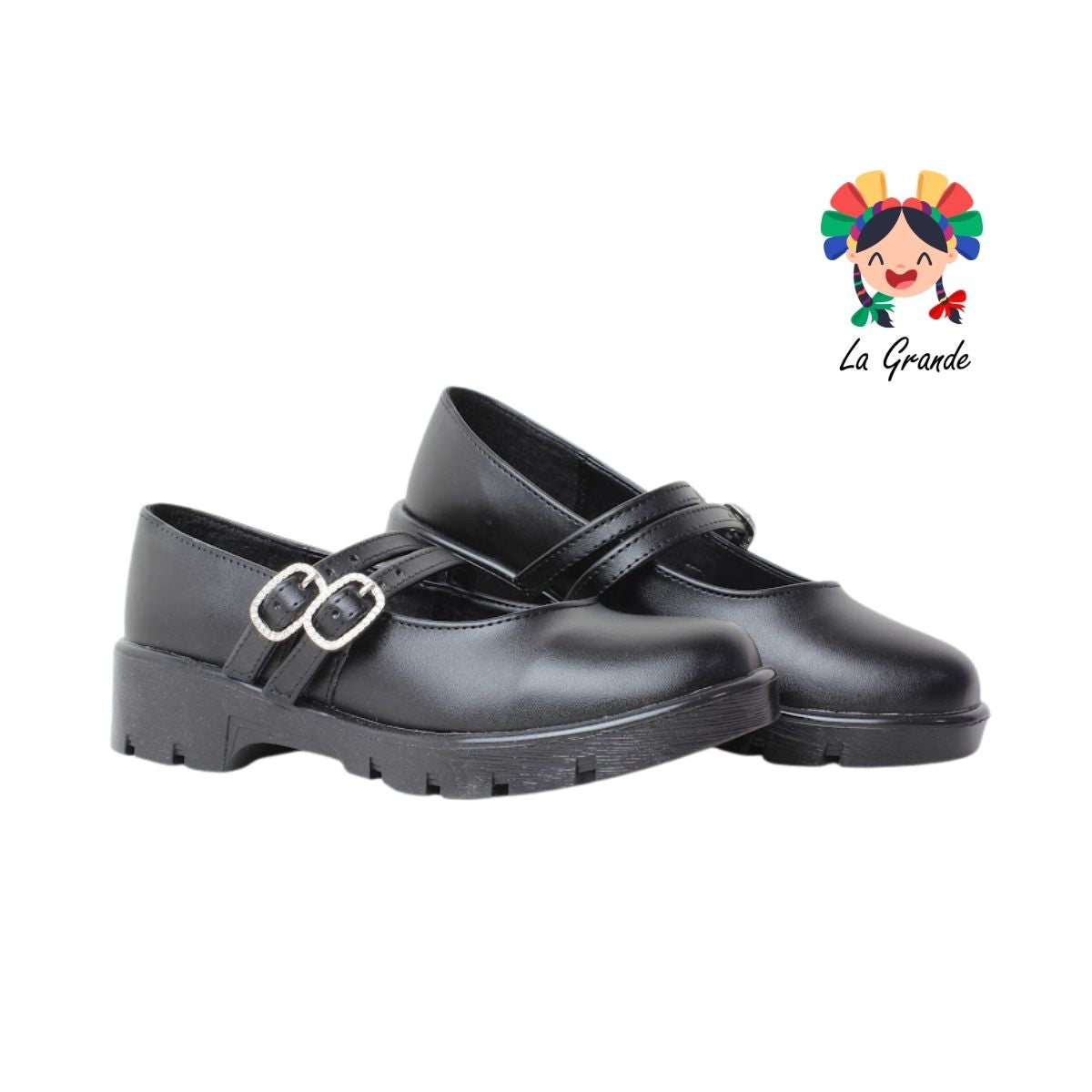 1815 PERLA NEGRA Negro Napa Zapato Escolar para Dama