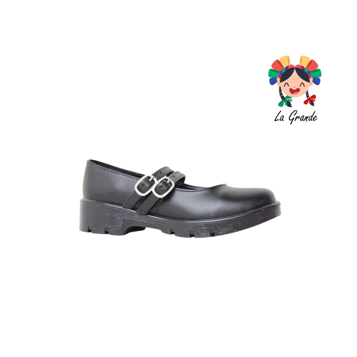 1815 PERLA NEGRA Negro Napa Zapato Escolar para Dama