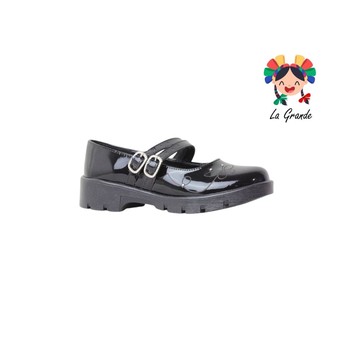 1819 PERLA NEGRA Negro Charol Zapato Escolar para Dama