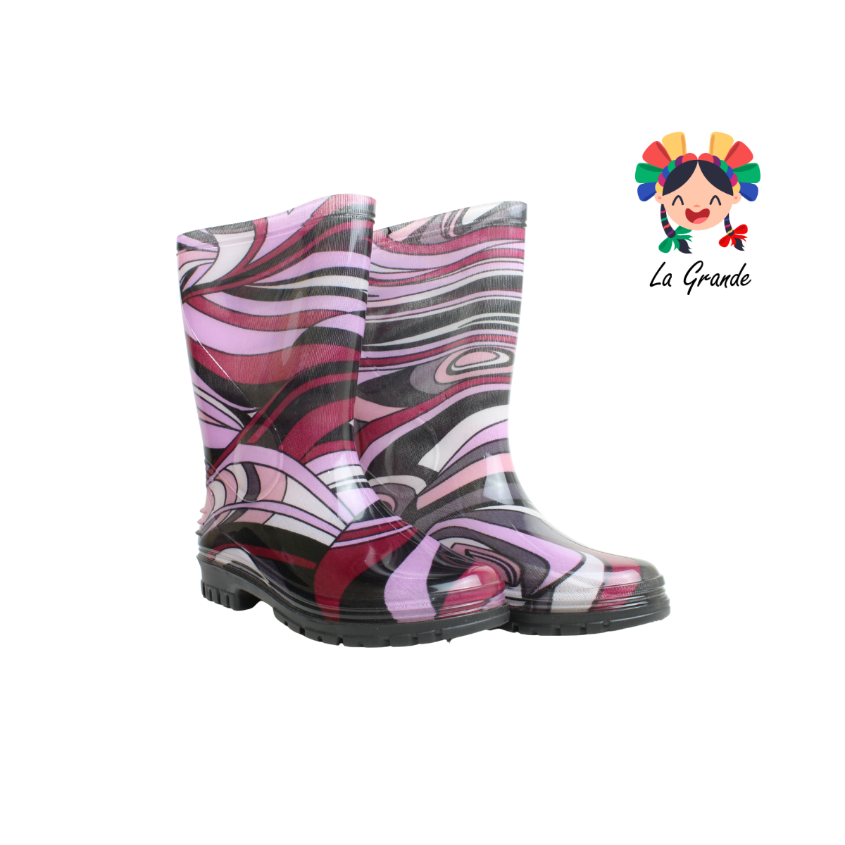 1601-15 EVA GREEN Gris Negro de Colores Bota de Hule para Dama