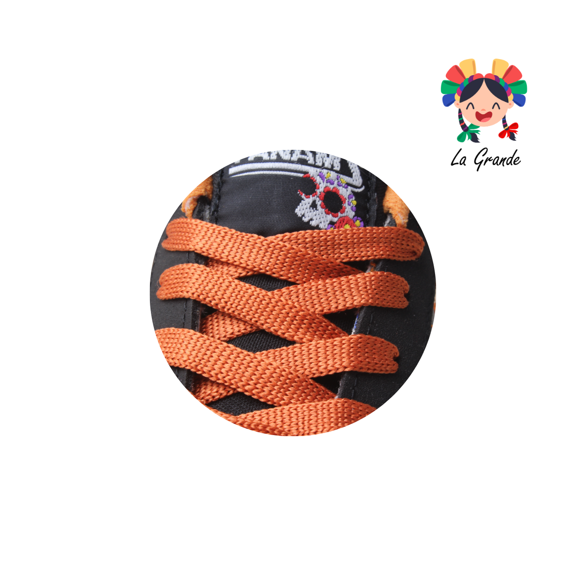 190056 PANAM Negro Naranja Día de Muertos Tenis para Dama,Joven y Caballero Nacional Original