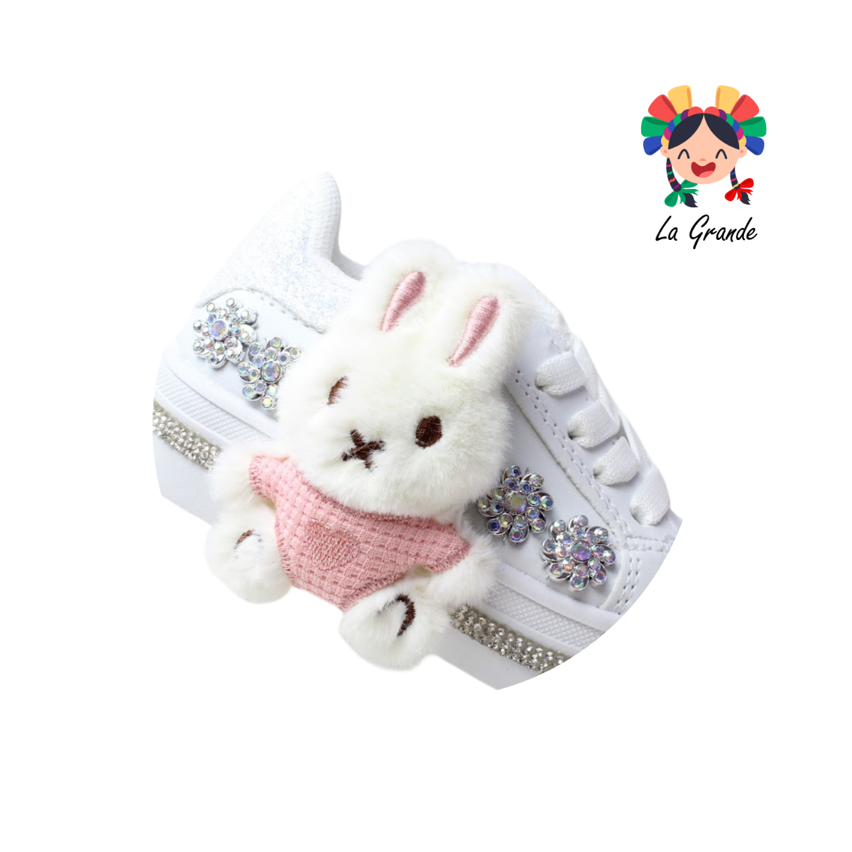 1906 FRIDAYS Bco Bco Rosa Conejo Sint Tenis Casual para Niña