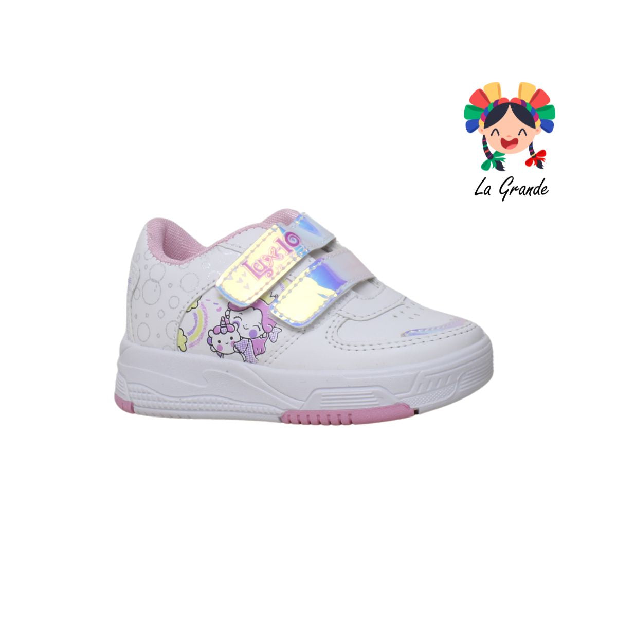 194 LUX-10 Blanco Rosa Sint Tenis Casual para Bebé y Niña