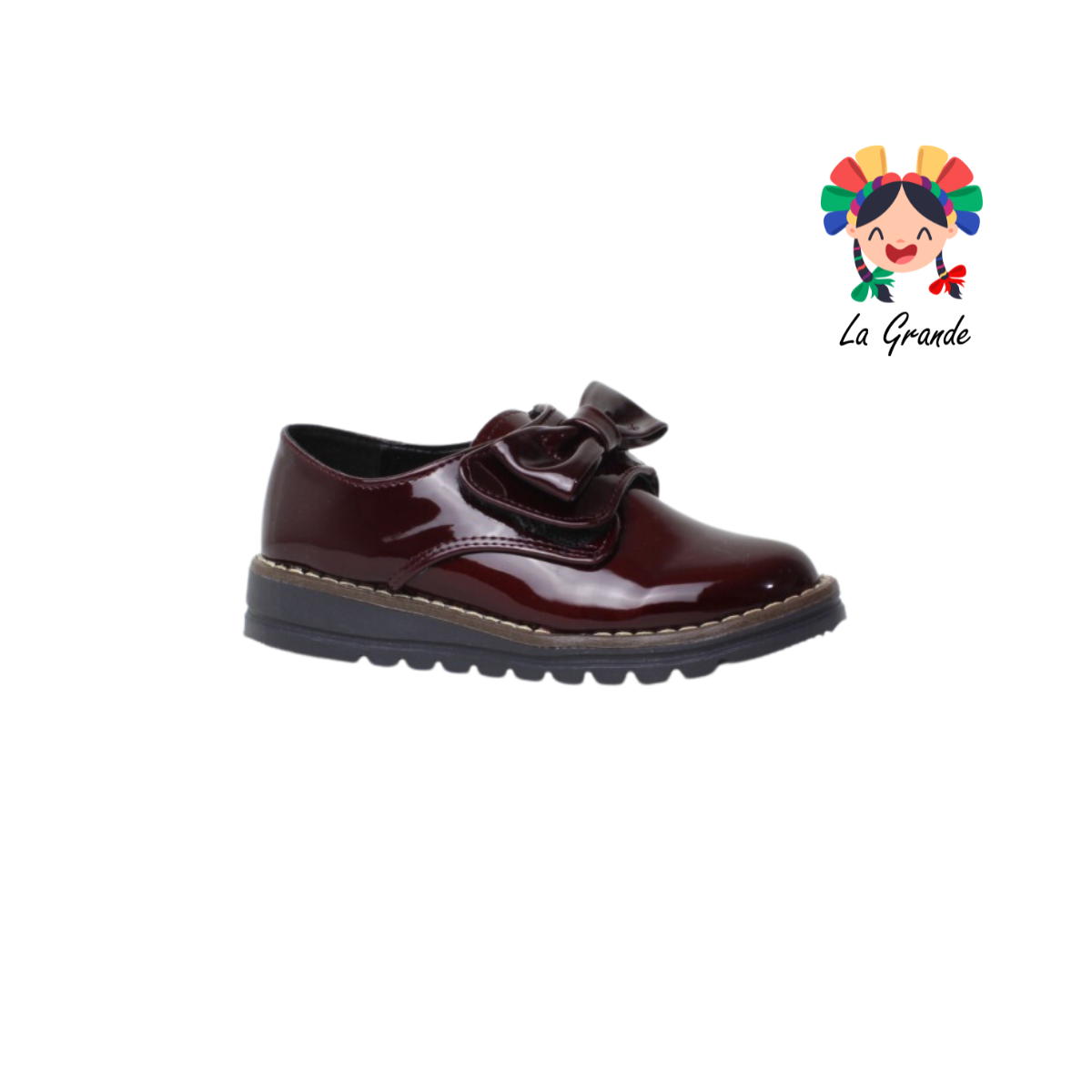 1988 YUL Vino Charol Zapato Casual de Contactel con Moño para Niña