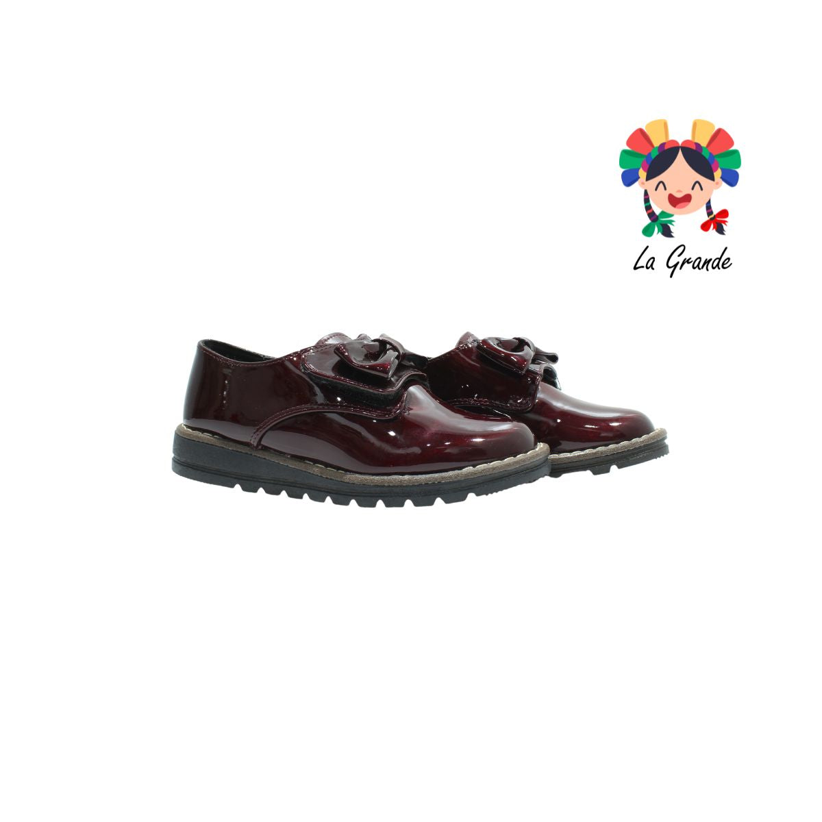 1988 YUL Vino Charol Zapato Casual de Contactel con Moño para Niña