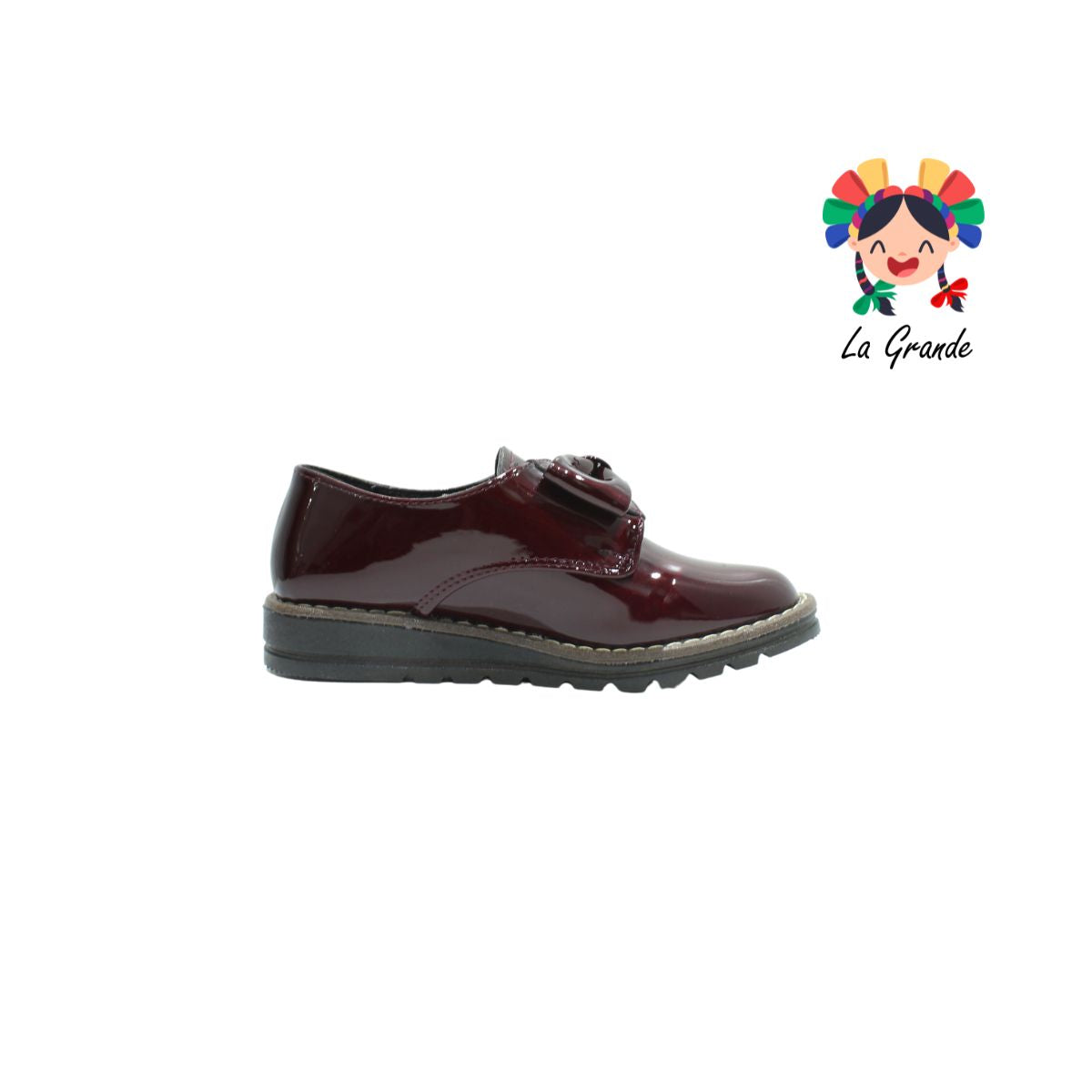 1988 YUL Vino Charol Zapato Casual de Contactel con Moño para Niña