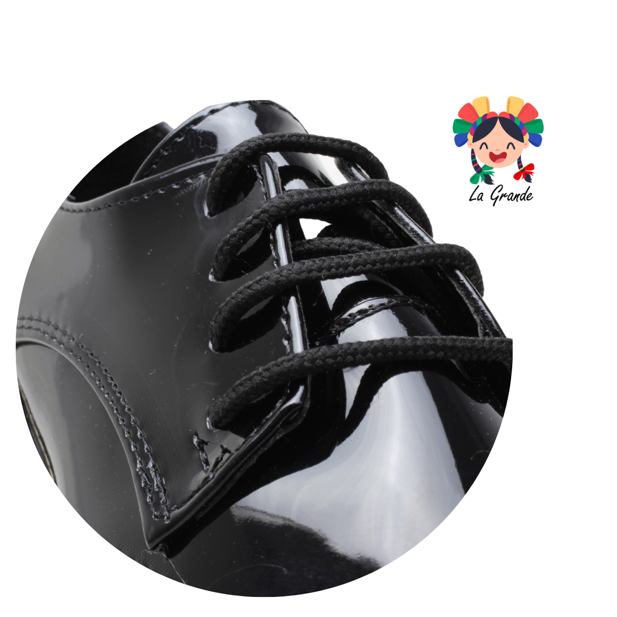 1990 YUL Negro Charol Zapato Escolar tipo Bostoniano para Dama