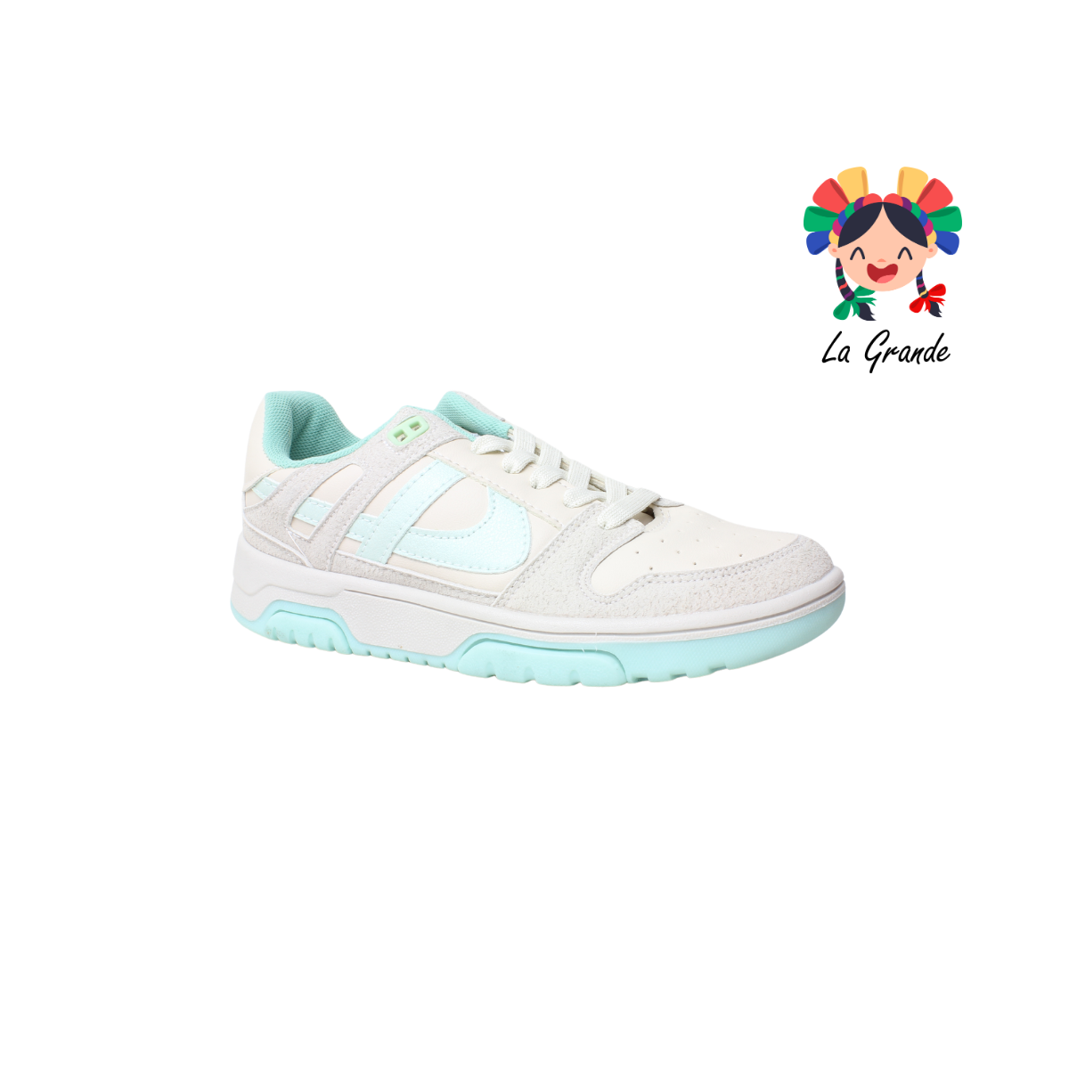 010890 PANAM Napa Gamuza Latte Menta Tenis Casual Original para Dama y Joven