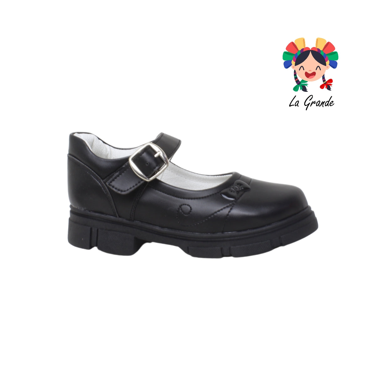 142 GABRIELA Negro Sintético Zapato Escolar con Suela Kity para Niña y Dama