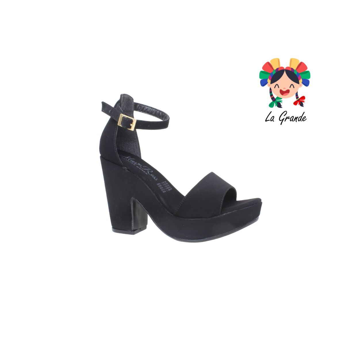 2001 MARI ROSS Negro Nobuck Zapatilla con Plataforma para Dama