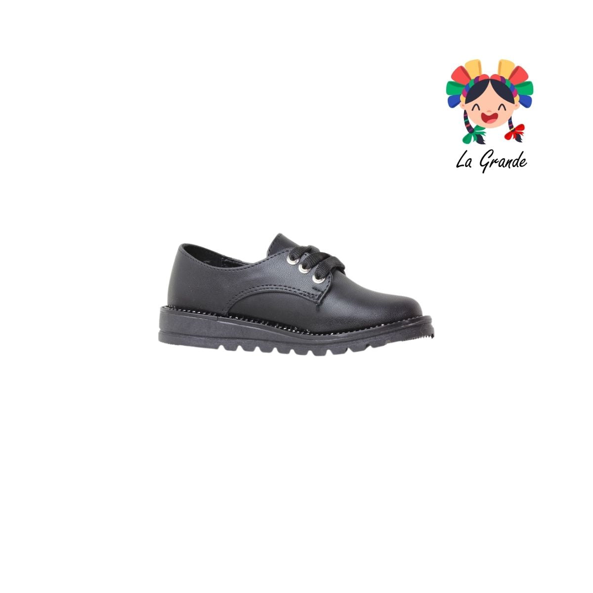 2006 YUL Negro Cabra Zapato Casual con Brillos para Niña