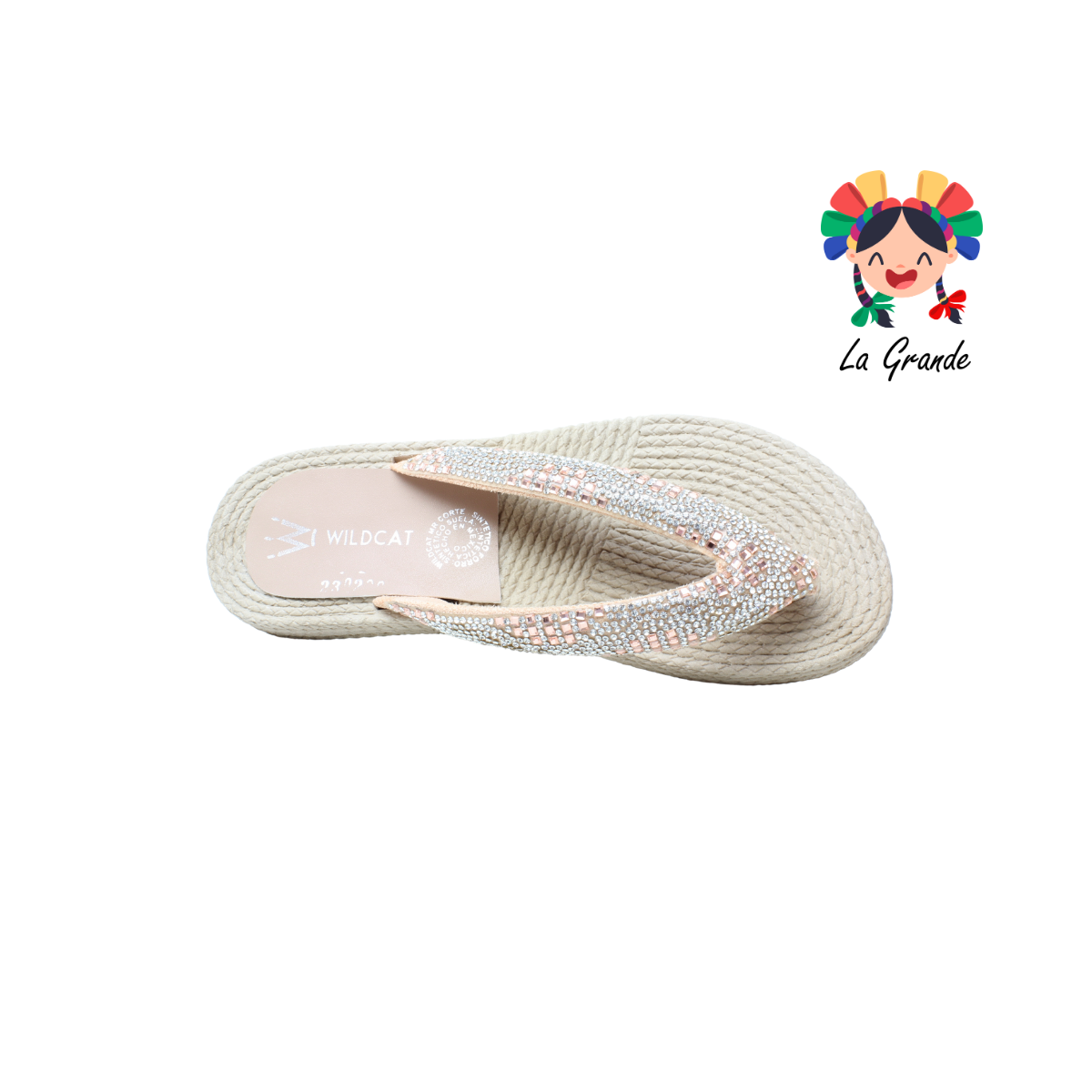 200 WILDCAT Oro Rosado Sandalia con Pedreria para Dama