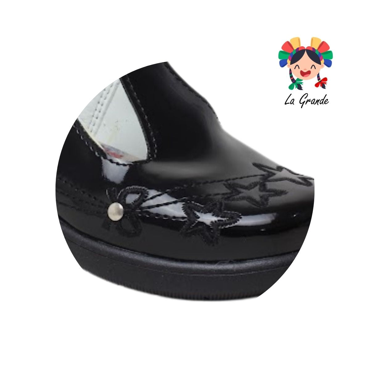 202-372 CLEO Negro Charol Zapato Escolar para Niña