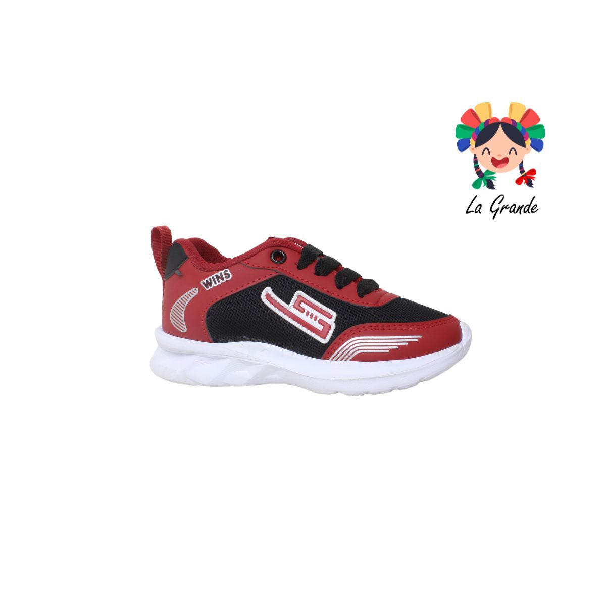 2020 WINS Negro Rojo Sint Tenis Casual para Niña y Niño