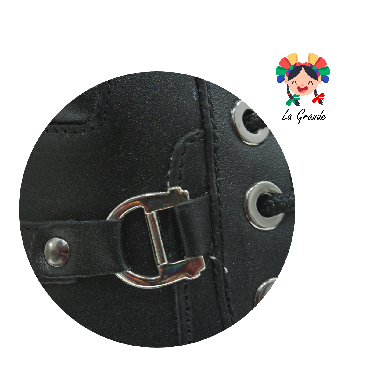 90425 DAVINA Negro Piel Bota Casual con Herraje para Dama