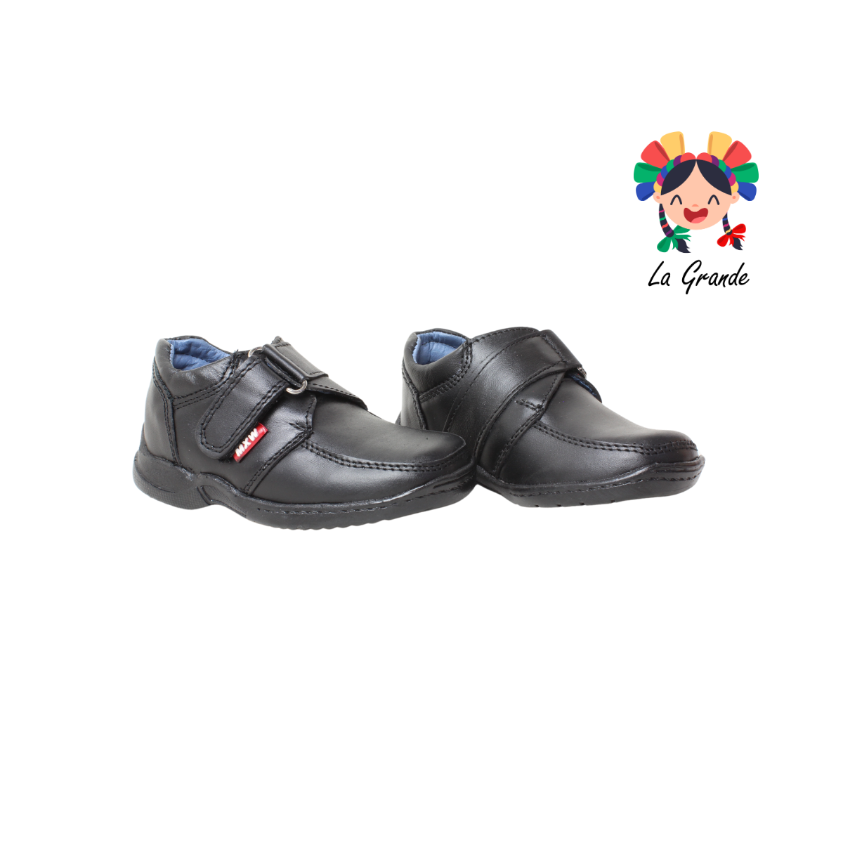 2024 MAXI WELL Negro Piel Zapato Escolar para Niño