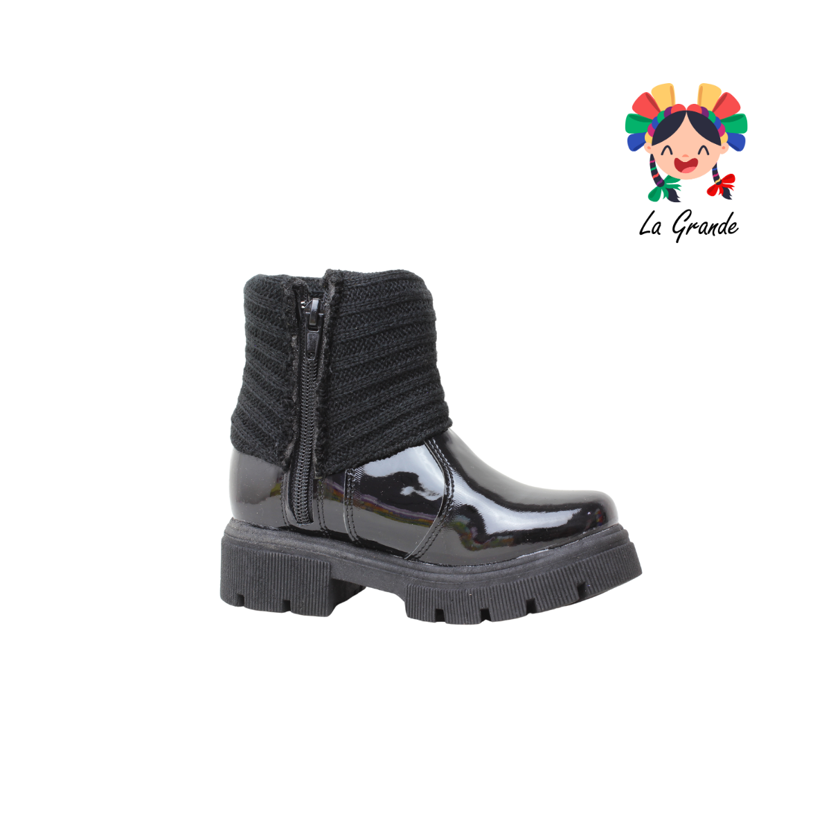 2025 ROCHART'S Negro Charol Bota Casual para Bebé y Niña