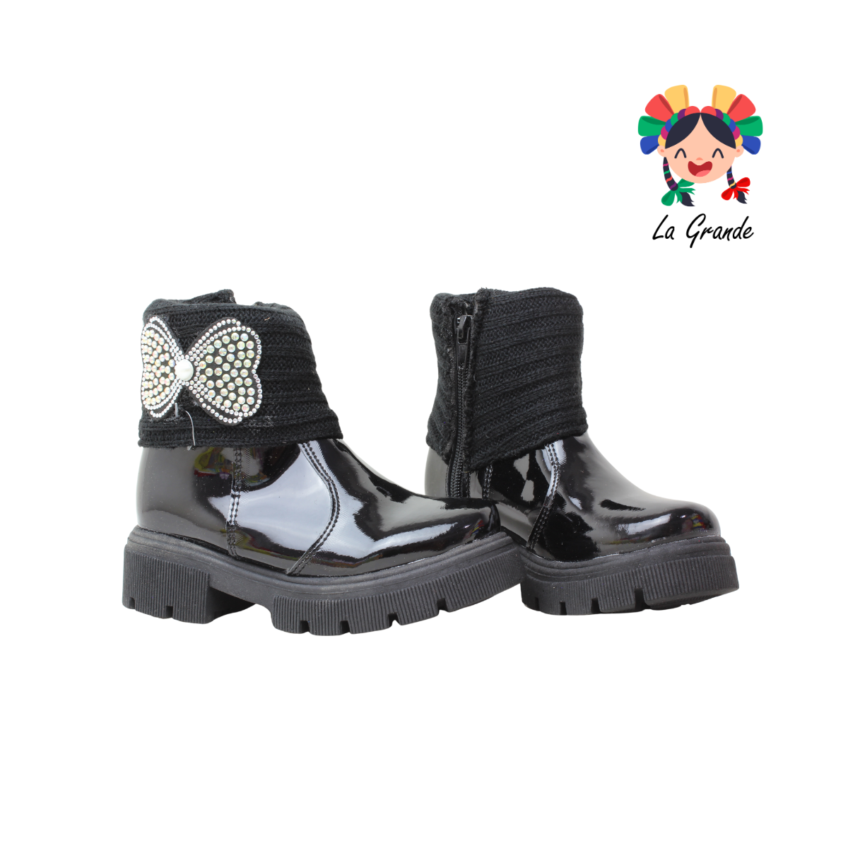 2025 ROCHART'S Negro Charol Bota Casual para Bebé y Niña