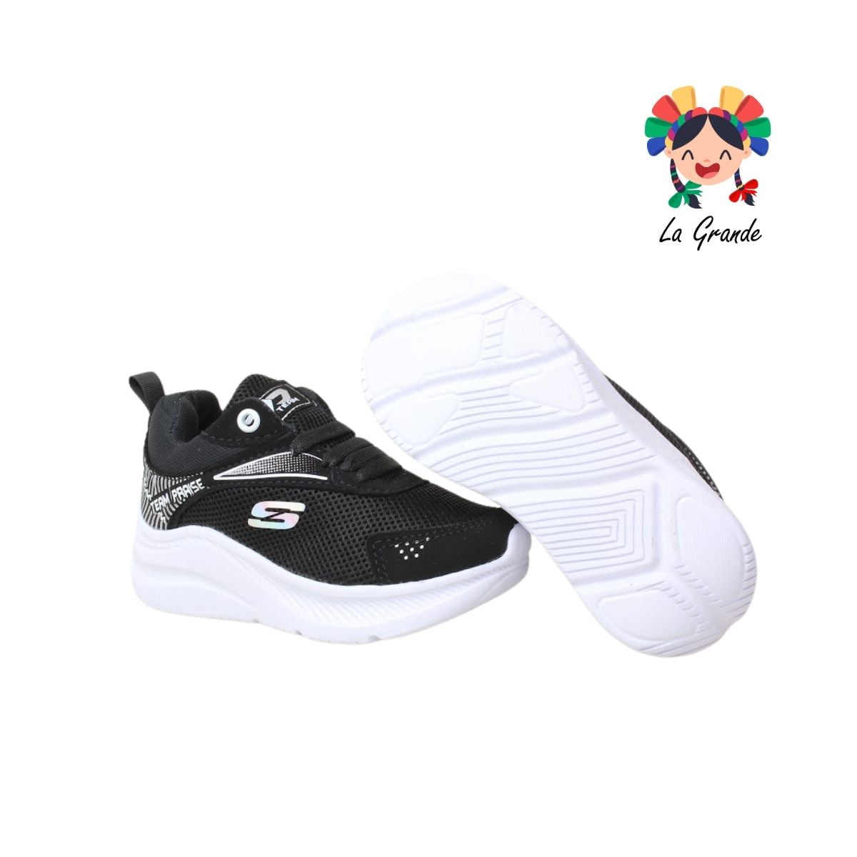 2028 TEAM PRAISE Negro Blanco Tenis Deportivo para Niña y Niño