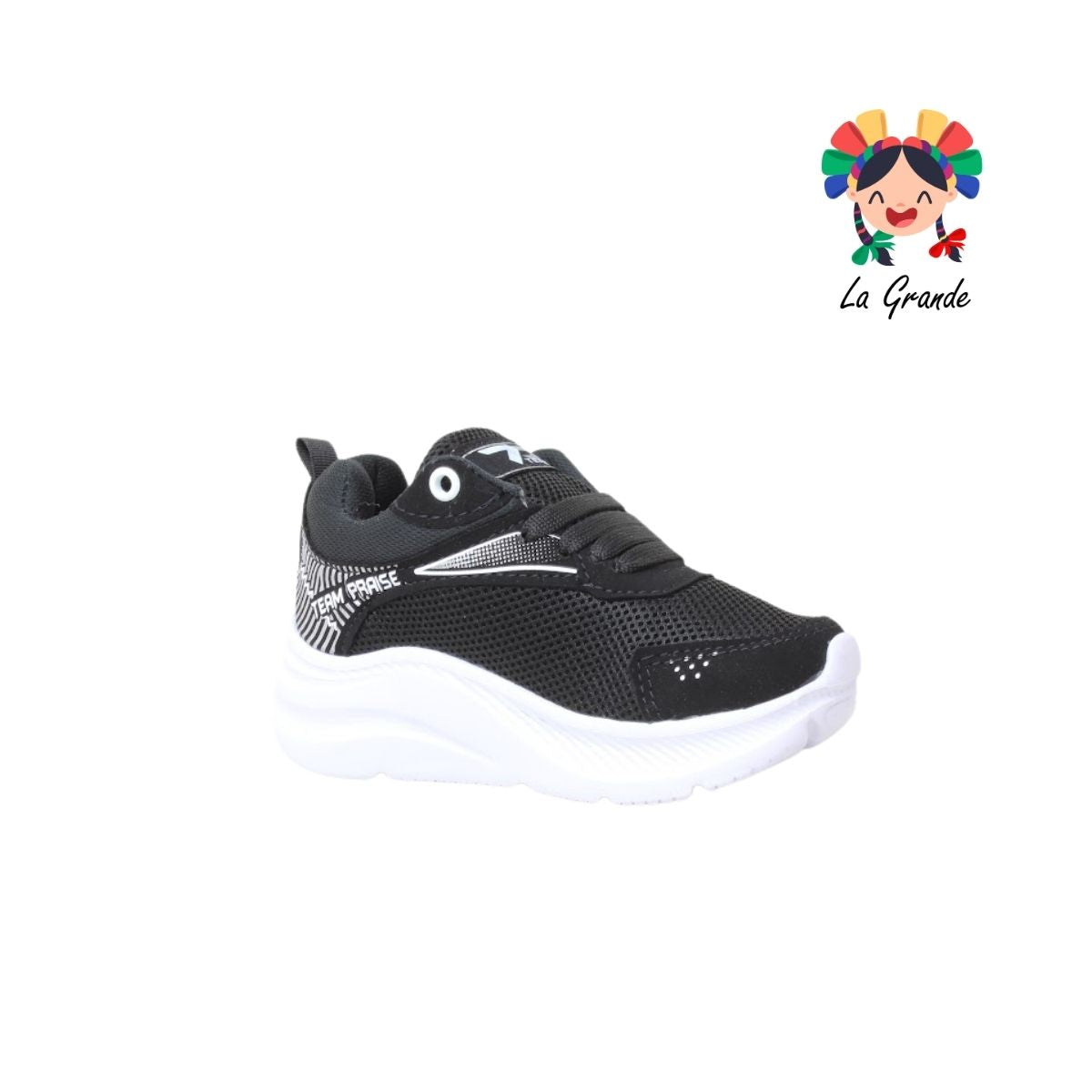 2028 TEAM PRAISE Negro Blanco Tenis Deportivo para Niña y Niño