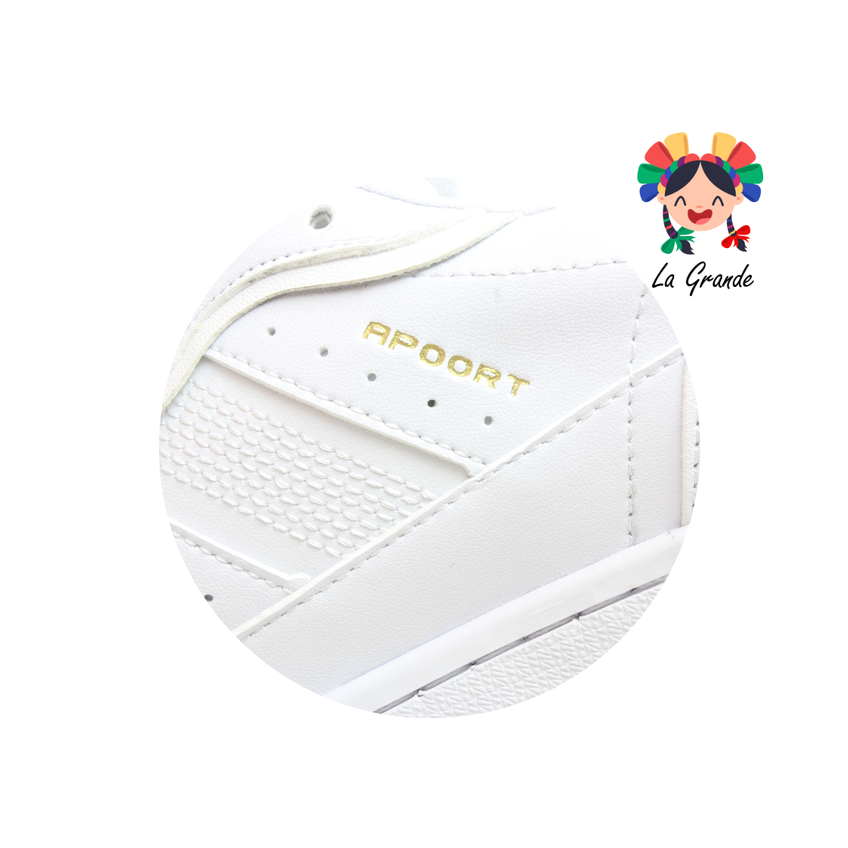 MY012 APOORT Blanco Piel Tenis Casual para Dama, Joven y Caballero