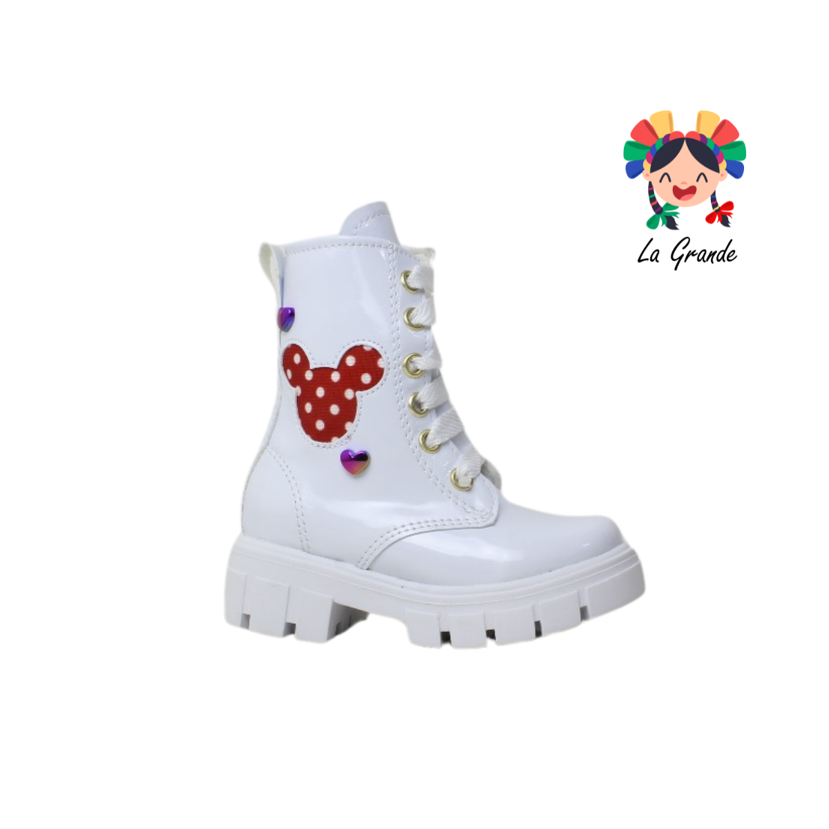 2050 ANDRE LOV Blanco Sint Charol Bota Casual para Niña
