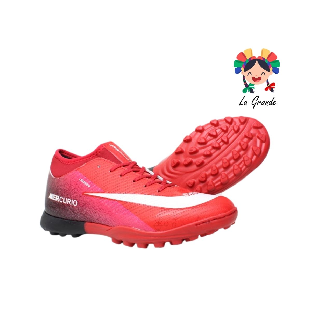 2058M JUNION Rojo Ngo Bco Sintético Tenis de Fútbol Rápido para Caballero