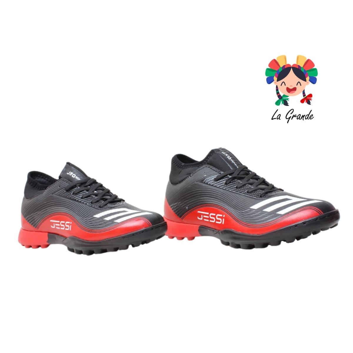 2062 JUNION Ngo Rojo Bco Sintético Tenis de Fútbol Rápido para Dama, Jóven y Caballero