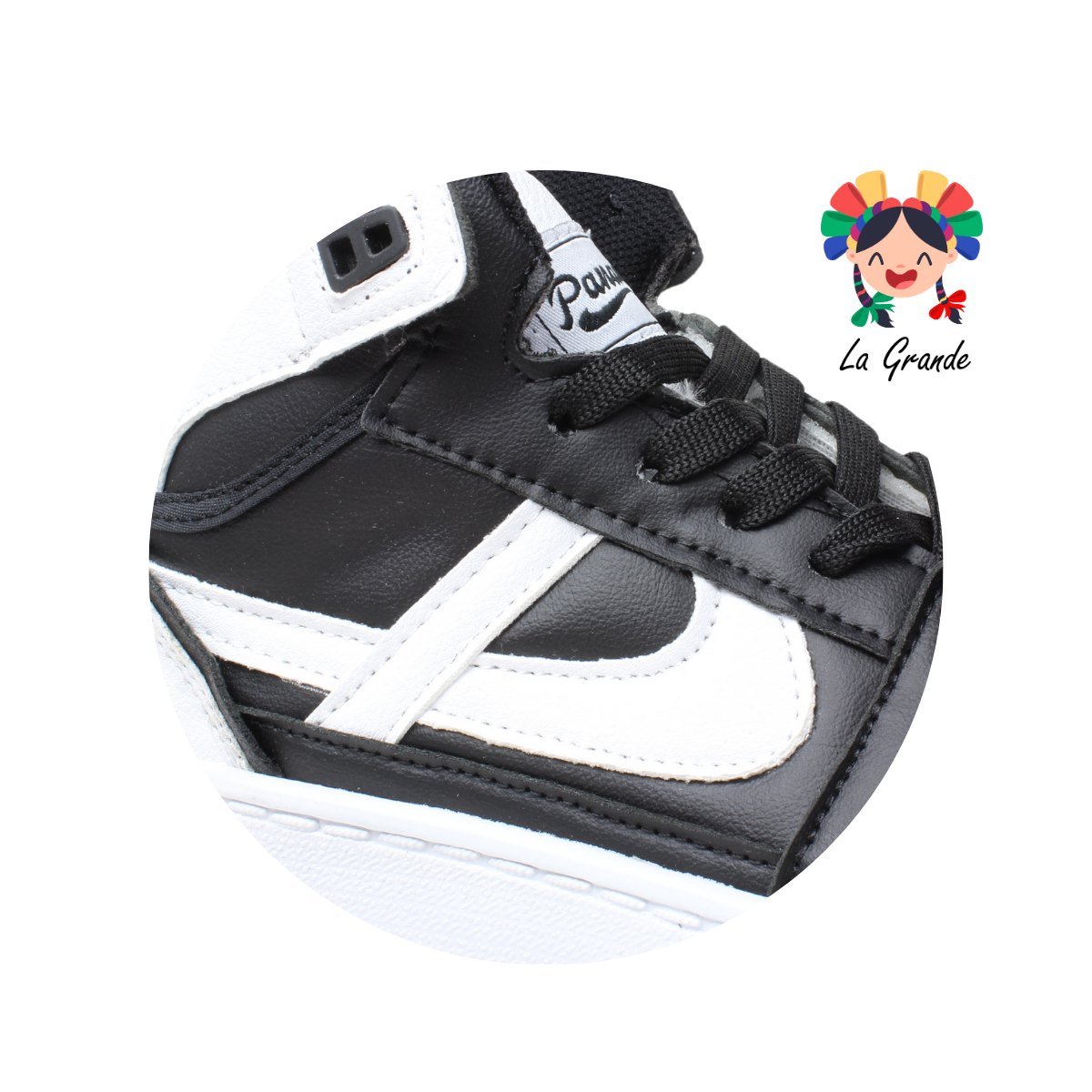 010900 PANAM Blanco Negro Napa Tenis Casual Original para Dama, Joven y Caballero