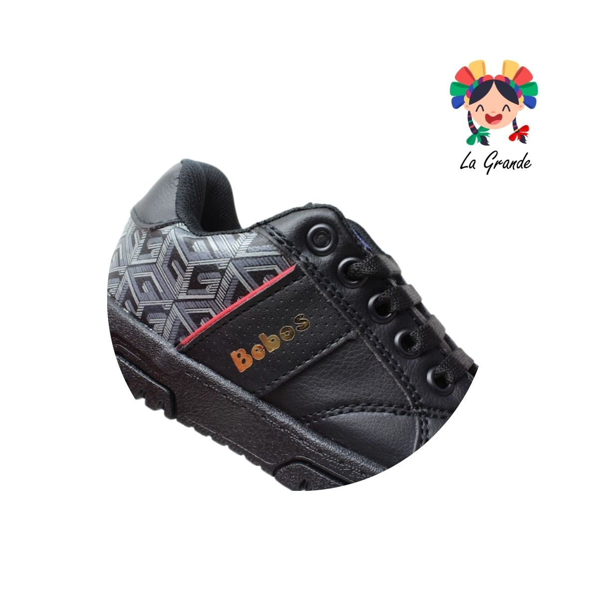 2120 BEBOS Negro Negro Tenis Casual para Niña y Niño