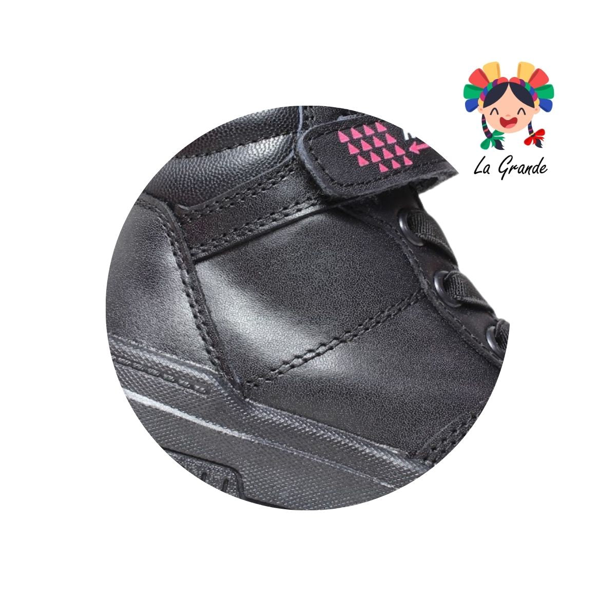 2133 ROKINO Negro Piel Zapato Escolar para Niño