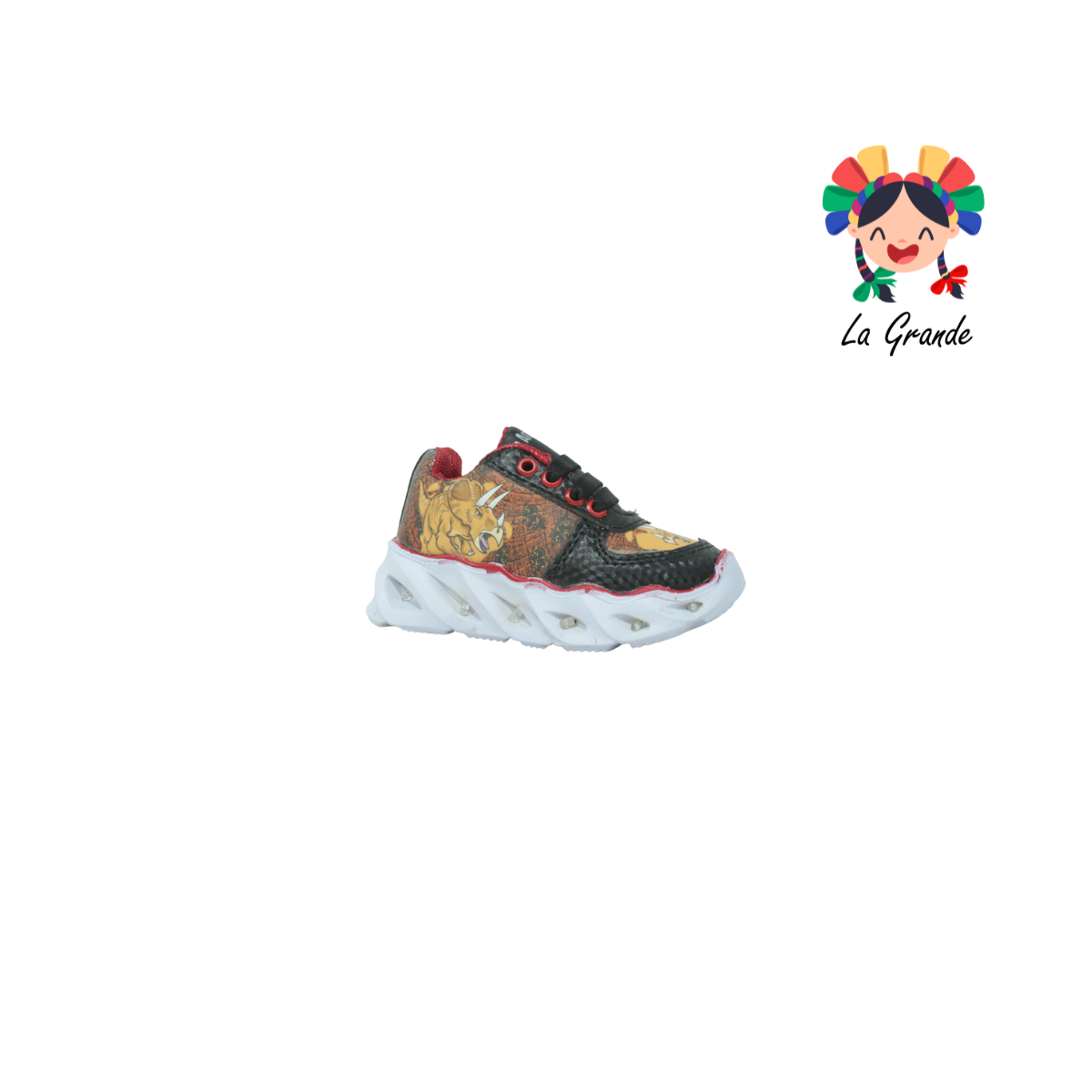 22011 ROJO ARANDANO Rojo Negro Tenis Casual con Luz Led para Bebé