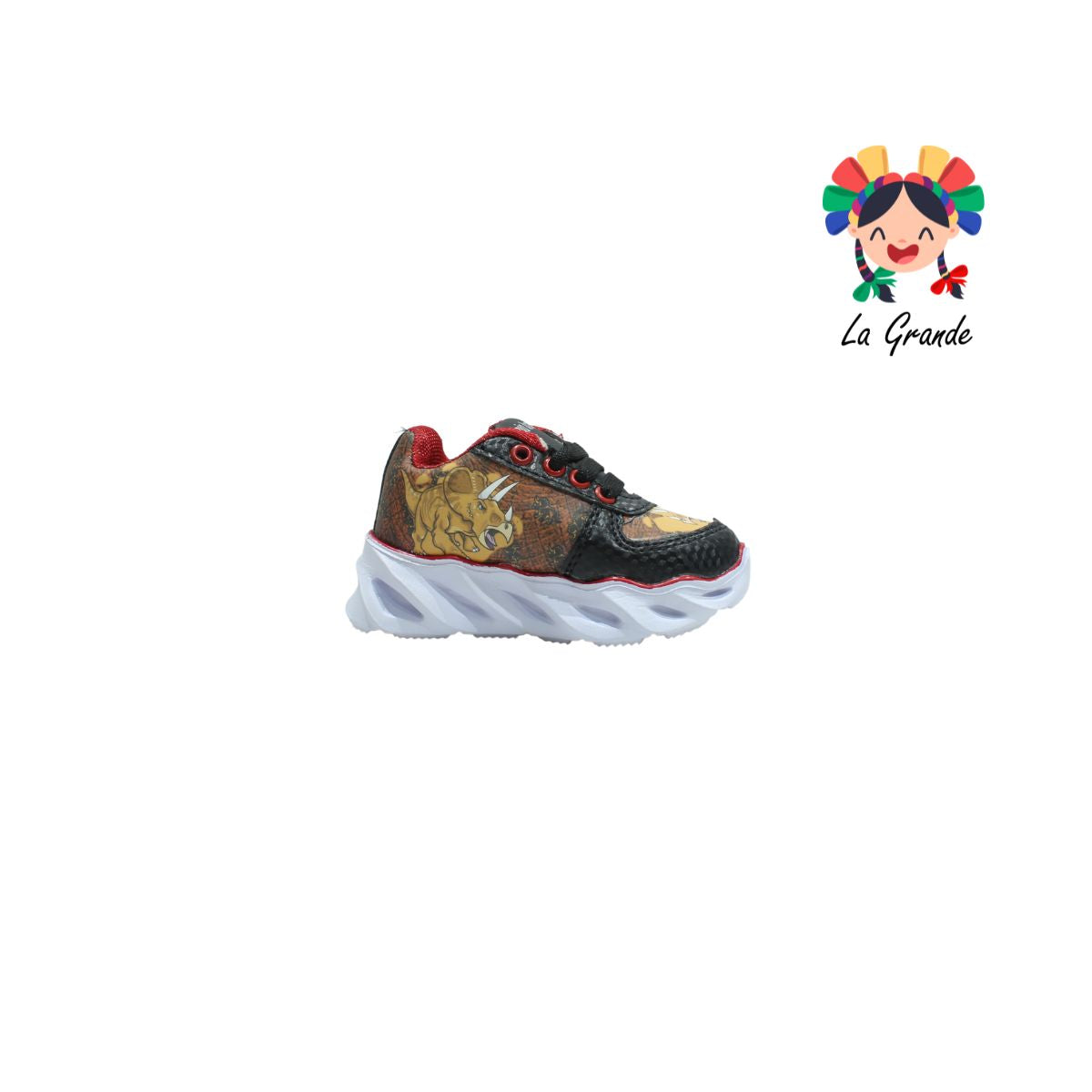 22011 ROJO ARANDANO Rojo Negro Tenis Casual con Luz Led para Bebé