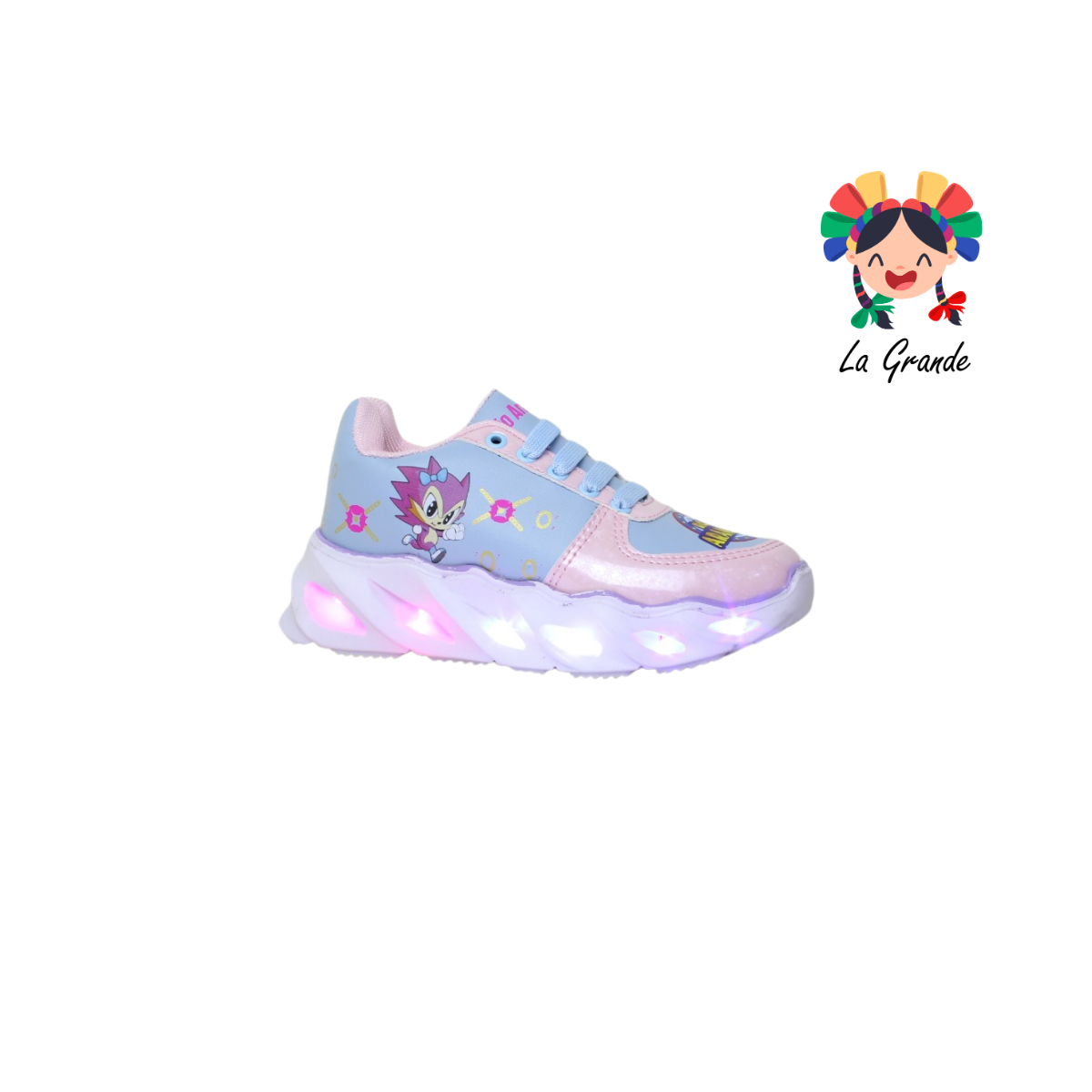 22011 ZONI ROJO ARANDANO Cielo Rosa Sint Tenis Casual con Luz Led para Niña