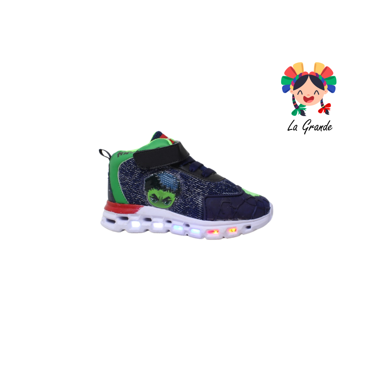 22017 ROJO ARANDANO Marino Verde Sint Tenis Casual con Luz Led para Niño