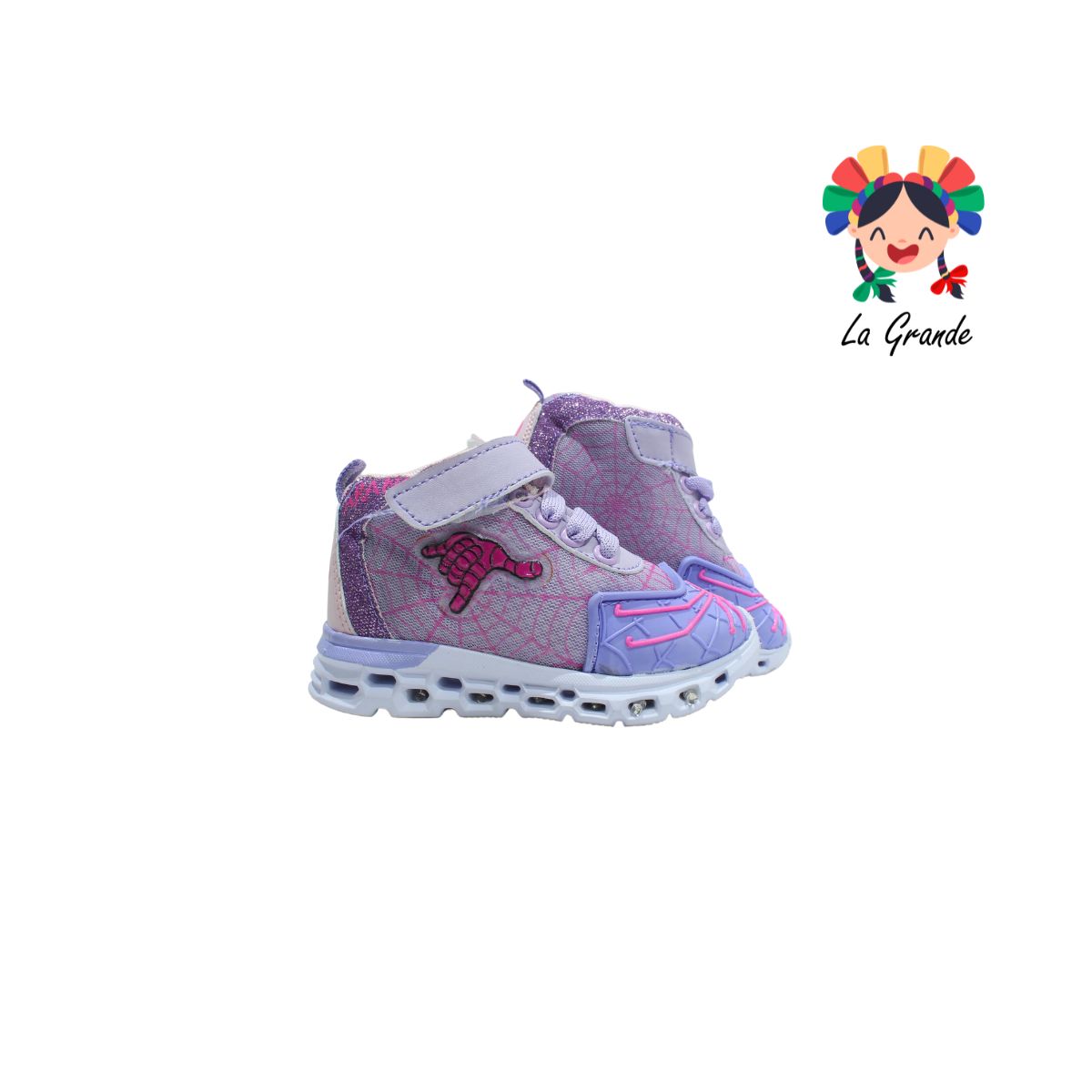 22017 ROJO ARANDANO Lila Rosa Tenis Casual con Luz Led para Bebé y Niña