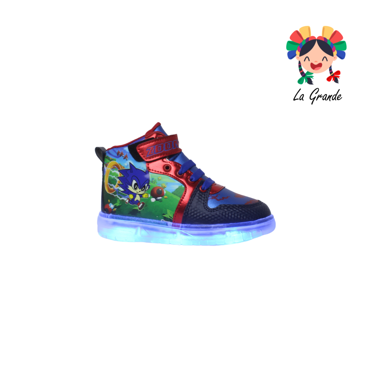 22025 ZONIC ROJO ARANDANO Mno Rey Rojo Sint Tenis Casual con Luz Led Recargable para Niño