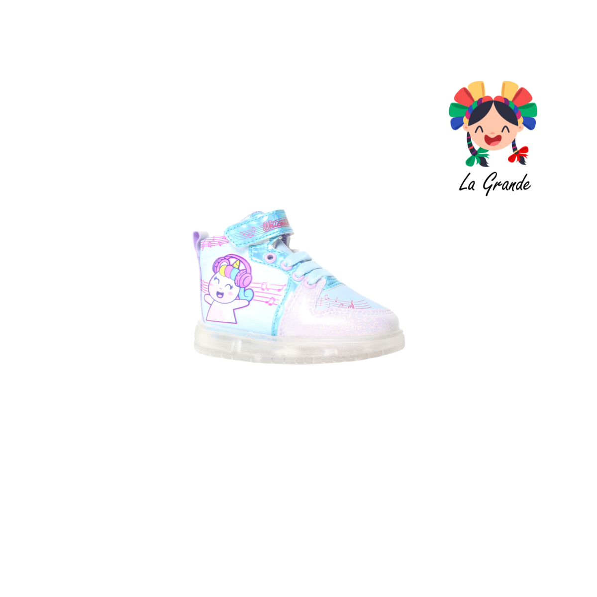 22025 ROJO ARANDANO Unicornio Cielo Lila Tenis Casual con Luz Led Recargables para Niña