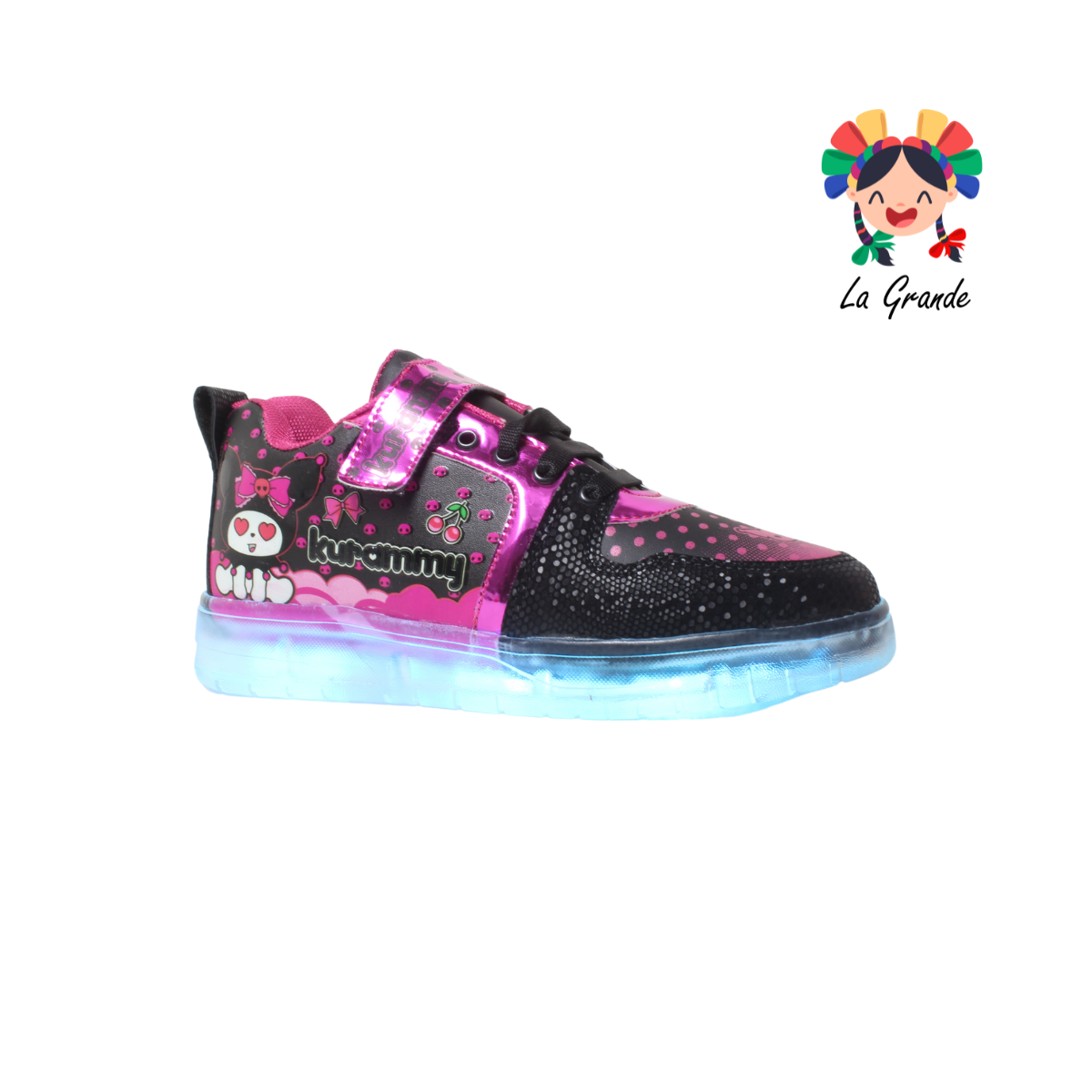 22026 ROJO ARANDANO Kurumi Negro Fiusha Sint Tenis con Luces Led para Dama