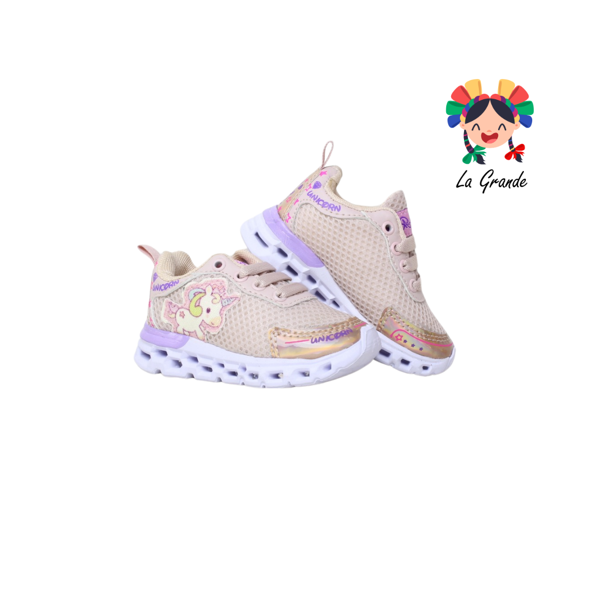 2202 ROJO ARANDANO Maquillaje Unicornio Sint Tenis Casual con Luz Led para Bebé