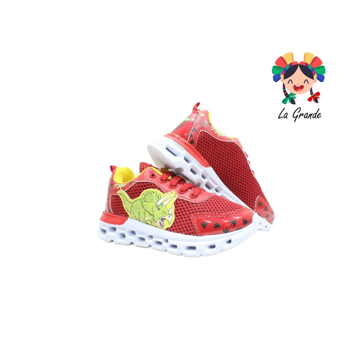 2202 ROJO ARANDANO Rojo Dinosaurio Sint Tenis Casual de Luz Led para Niño