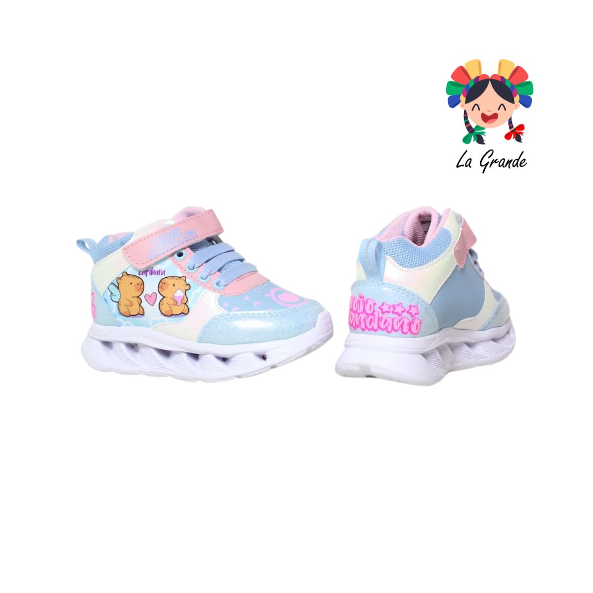 22030 CAPIBARA ROJO ARANDANO Cielo Rosa Tenis Casual con Luces para Bebé