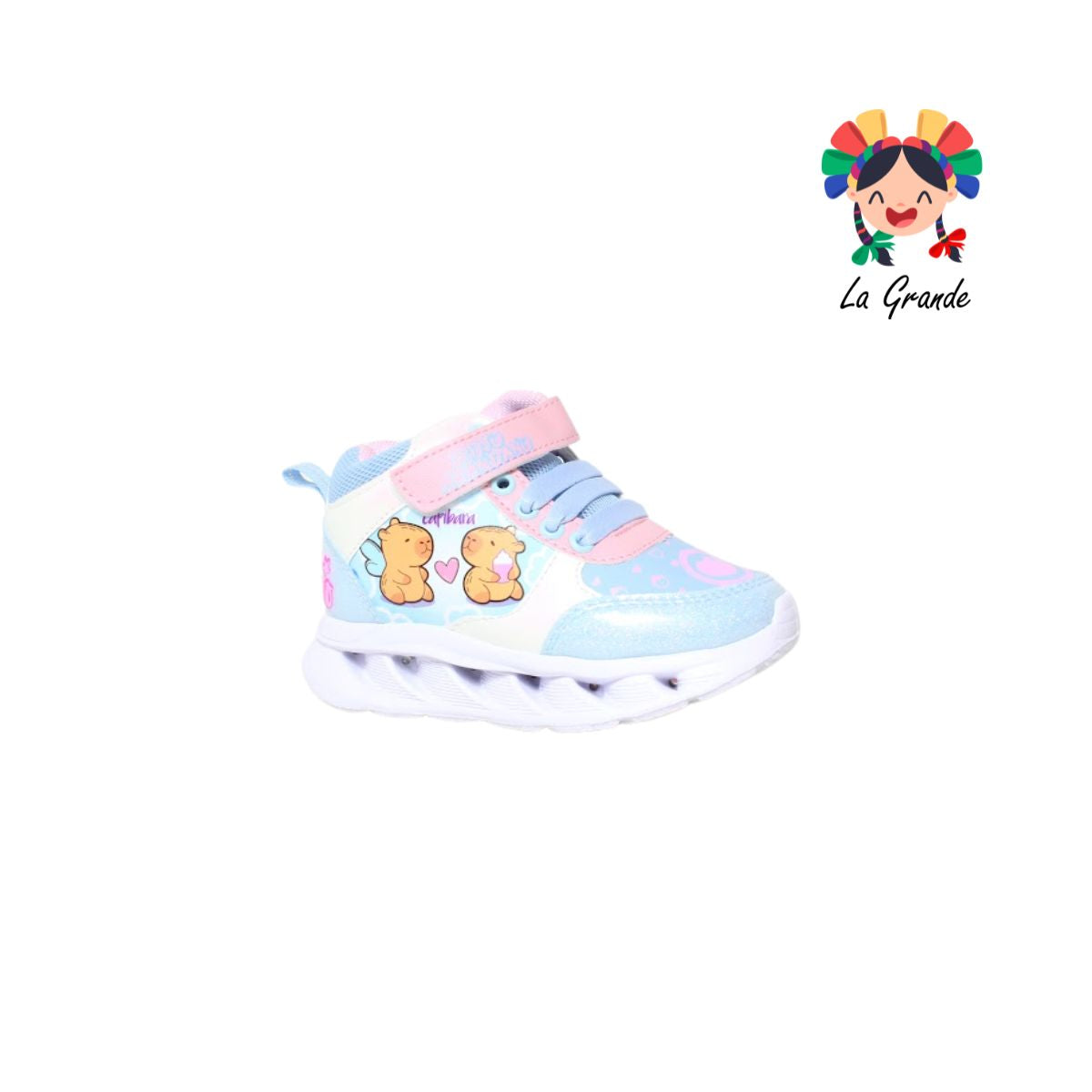 22030 CAPIBARA ROJO ARANDANO Cielo Rosa Tenis Casual con Luces para Bebé