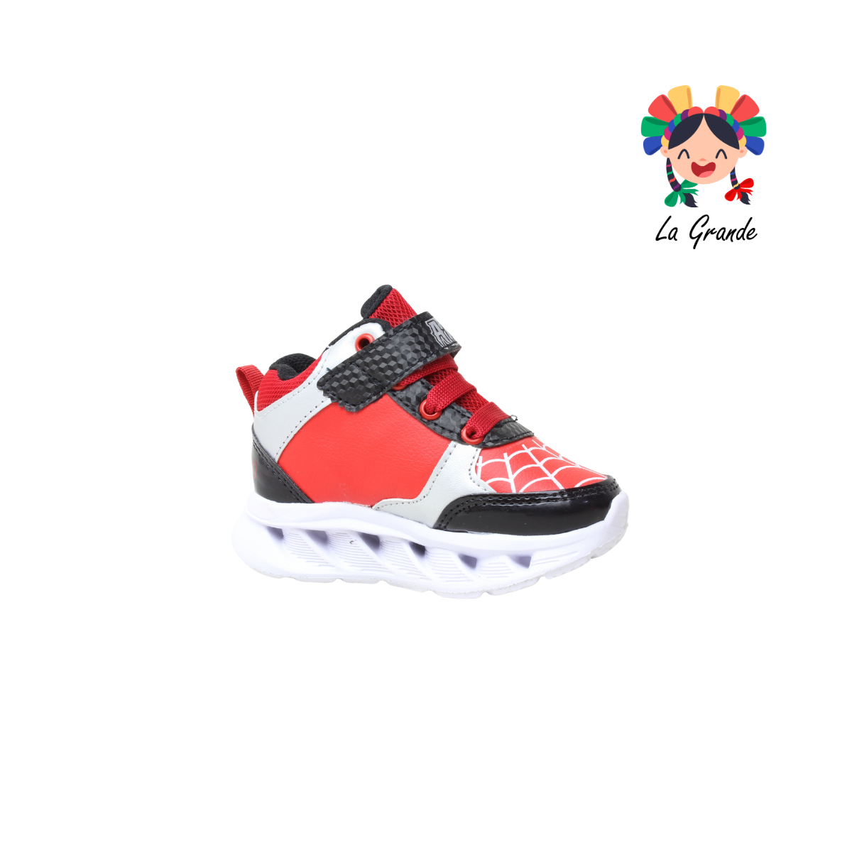22030 ARAÑA ROJO ARANDANO Ngo Rojo Pta Tenis Casual con Luces para Niño