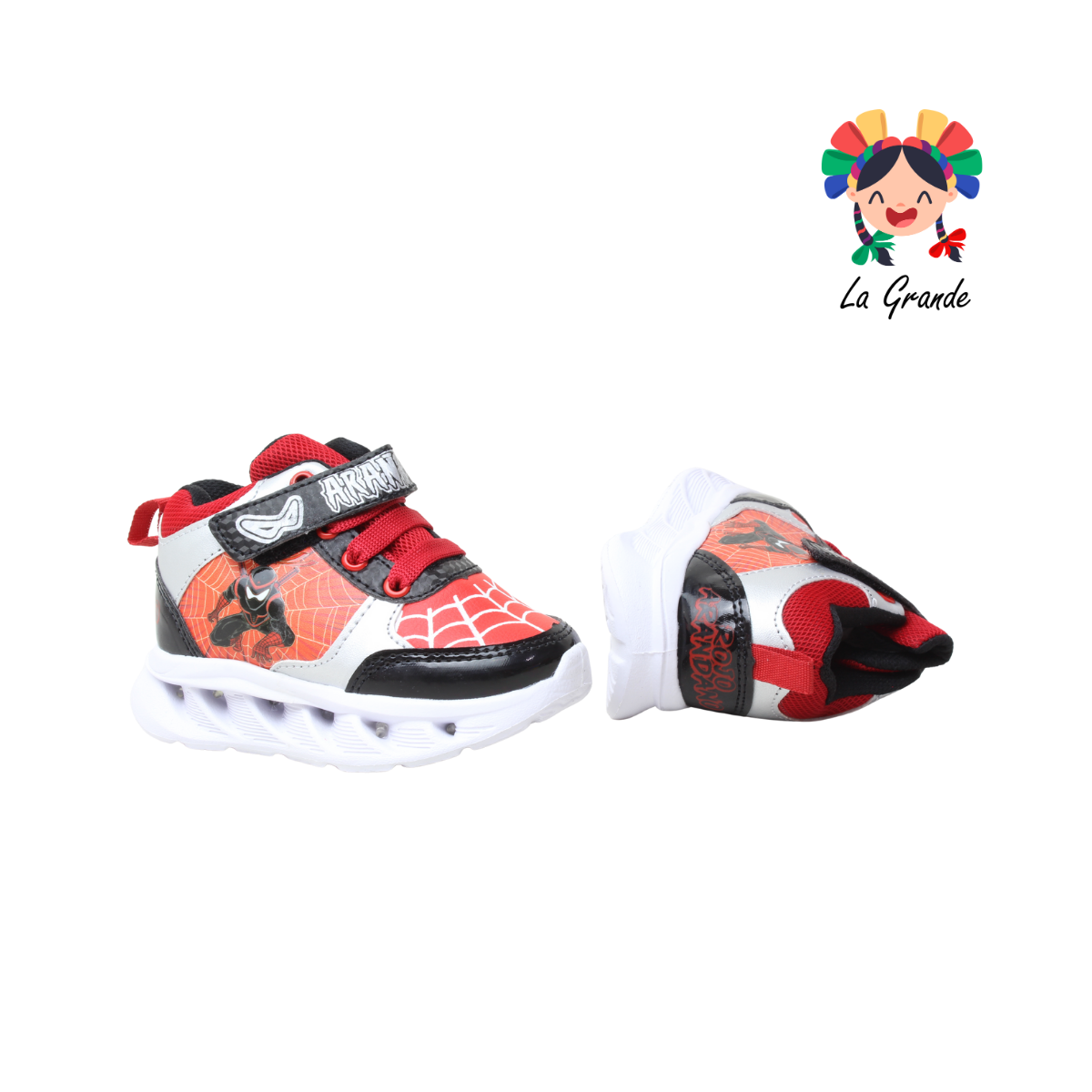 22030 ARAÑA ROJO ARANDANO Ngo Rojo Pta Tenis Casual con Luces para Niño