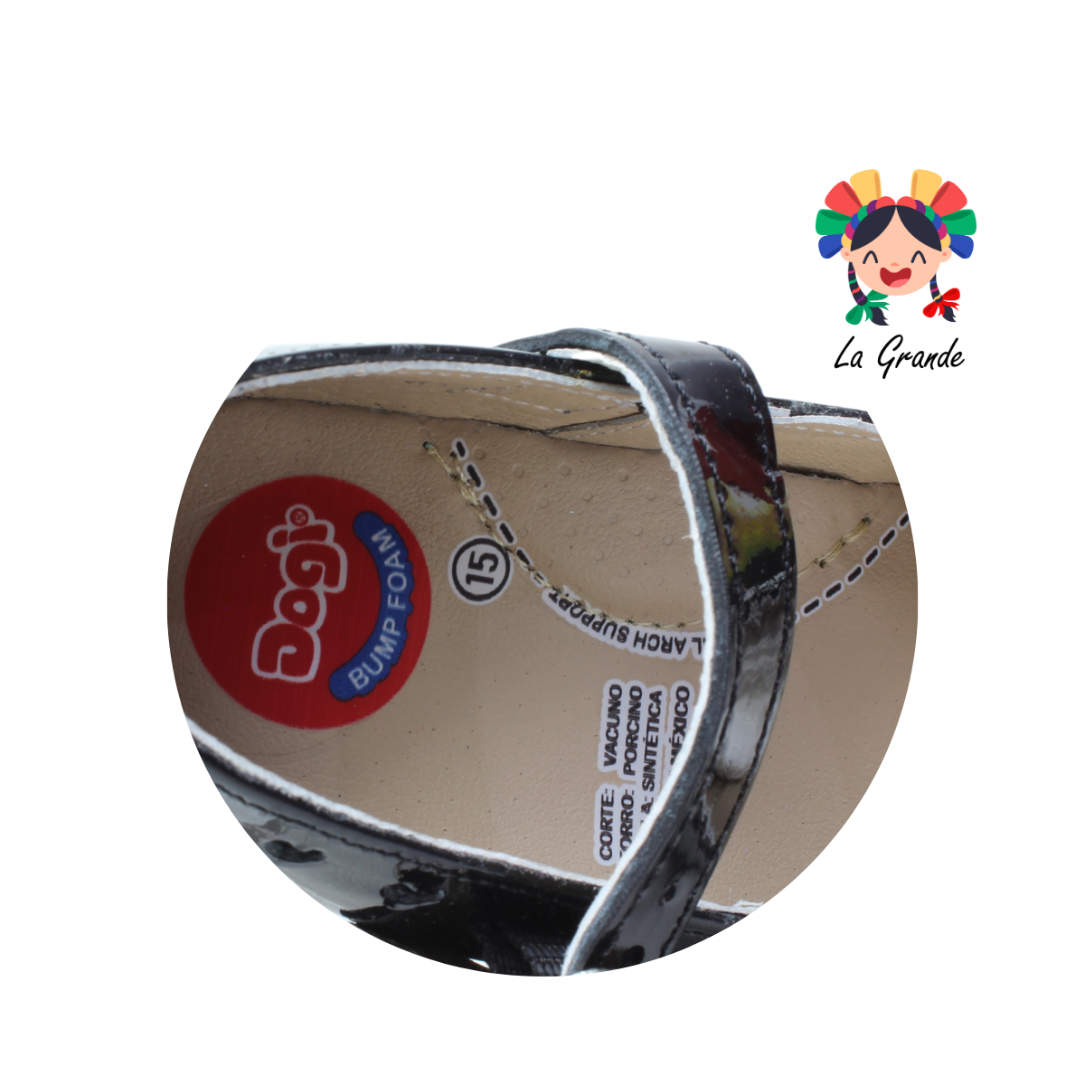 2295 DOGI Negro Charol Zapato Escolar para Niña