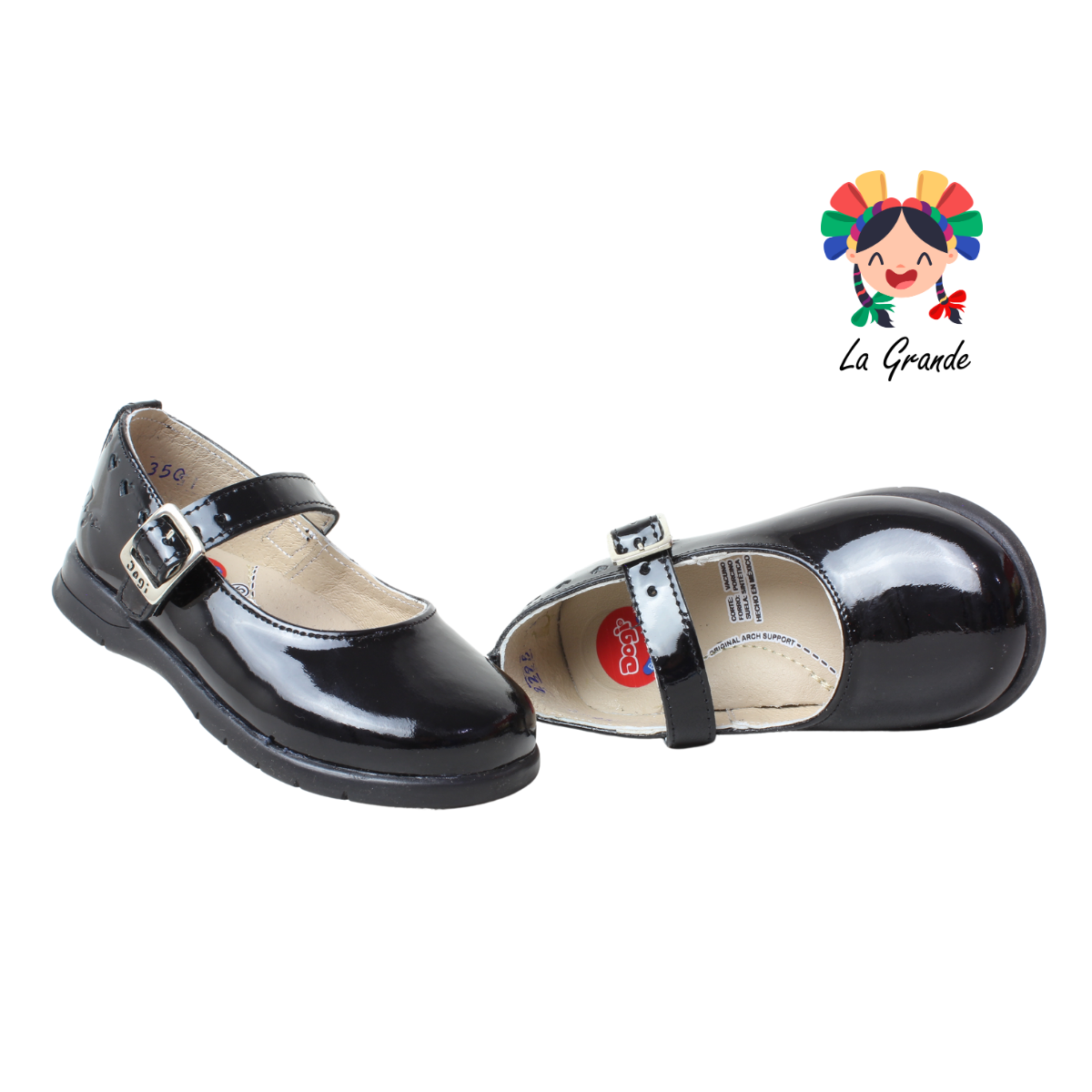 2295 DOGI Negro Charol Zapato Escolar para Niña