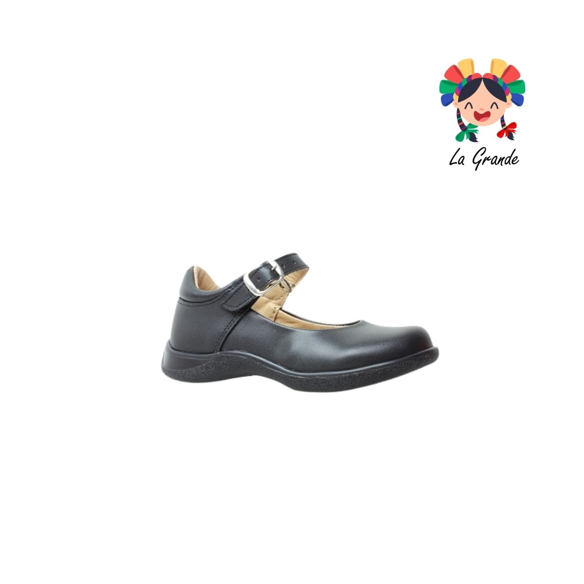 25-390 GG Negro Napa Zapato Escolar para Niña y Dama