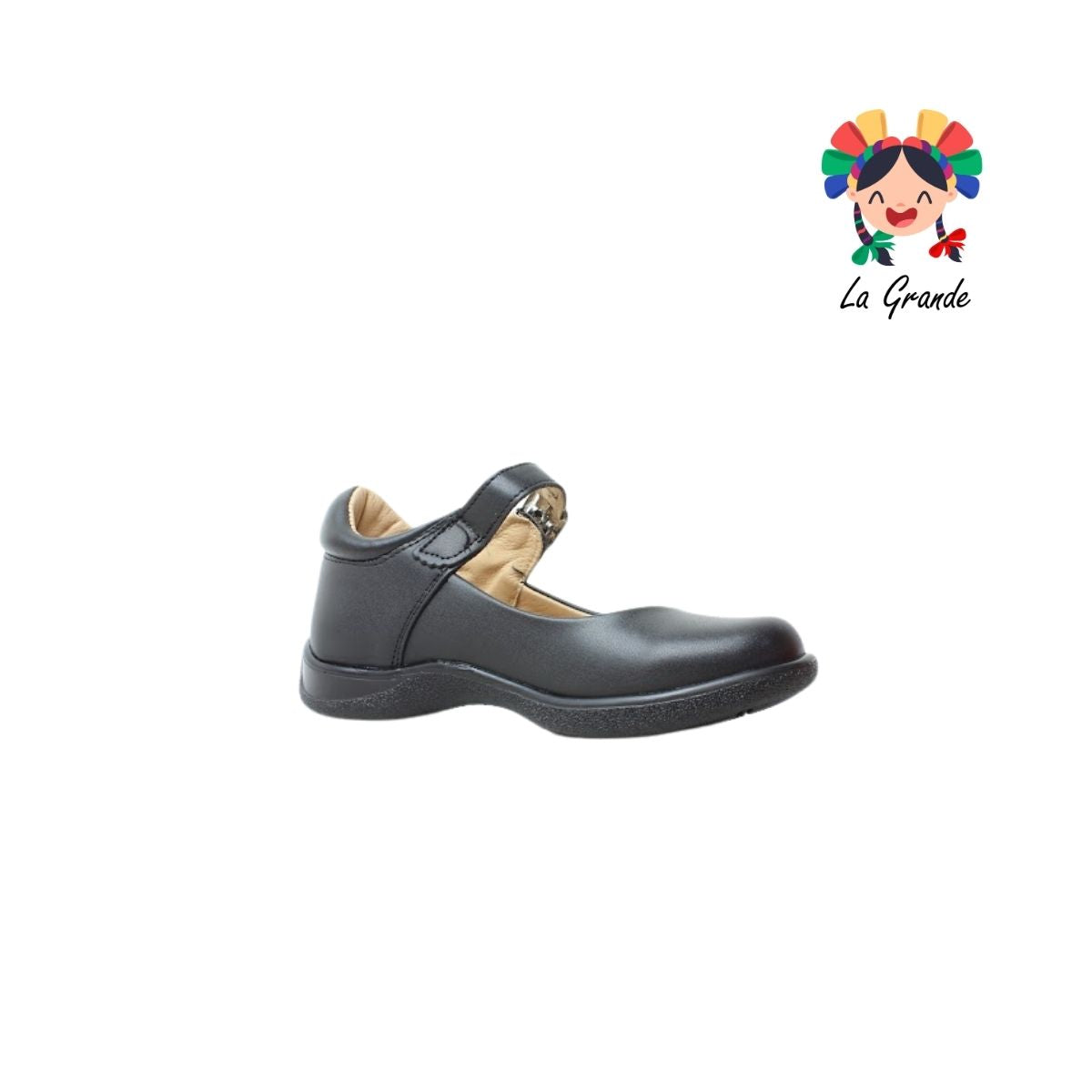 25-390 GG Negro Napa Zapato Escolar para Niña y Dama