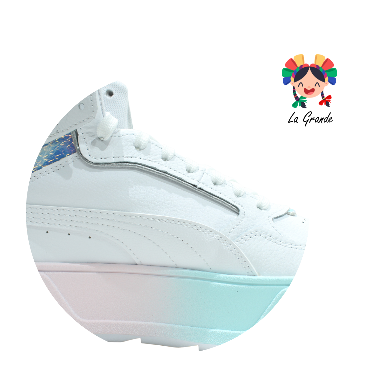 2302 KARMEN PUMA Bco Tornasol Tenis Casual con Plataforma Importado Original para Dama